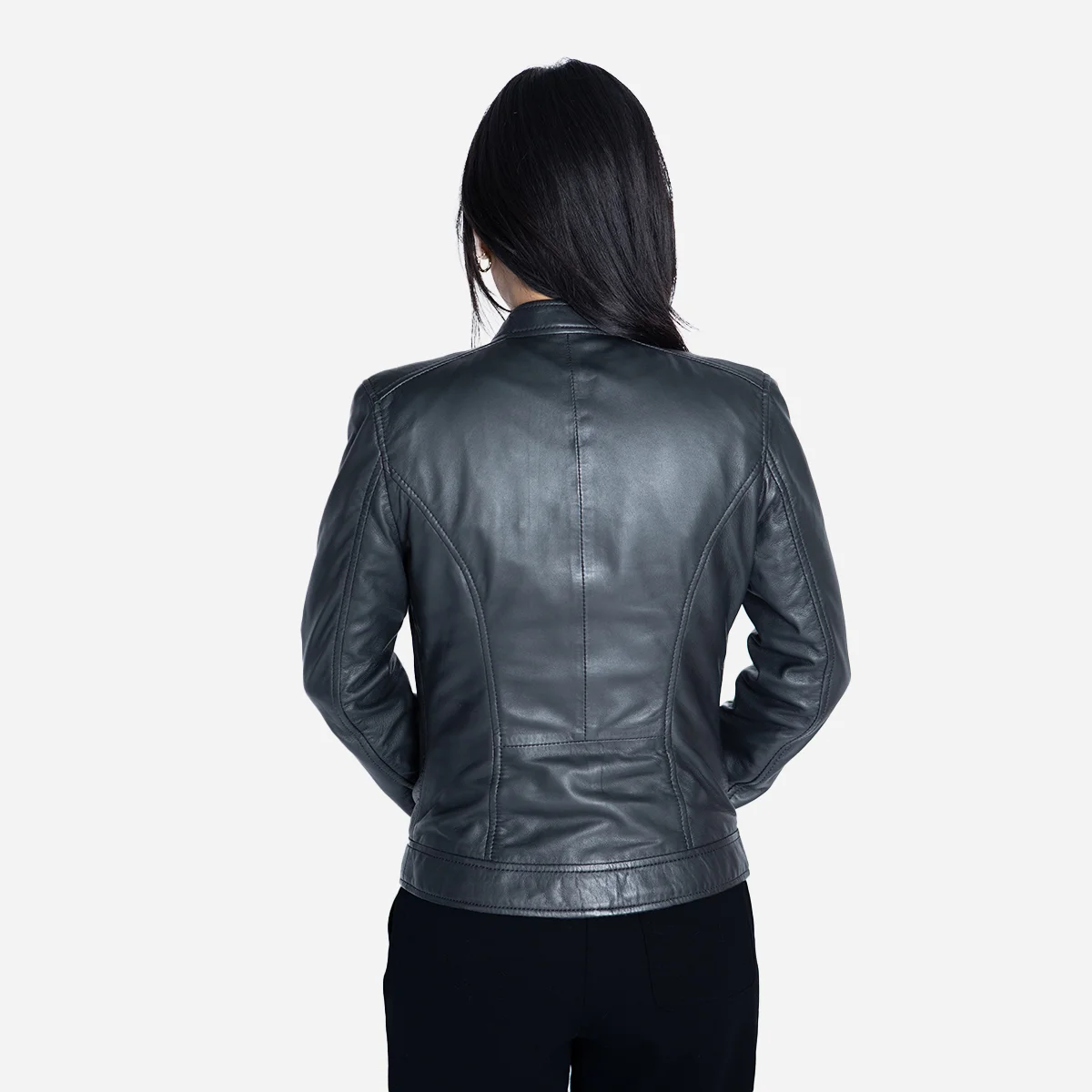 Womens leather jacket black Sonia K - Image 2