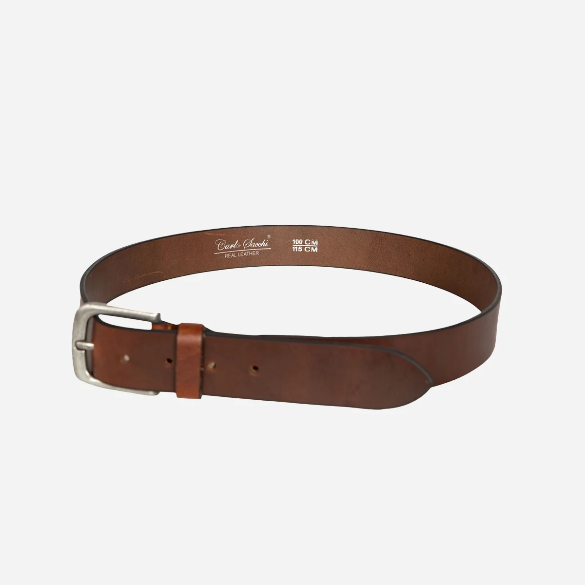 Men's hard waxed brandy Buffalo leather belt (40MM) - Image 2