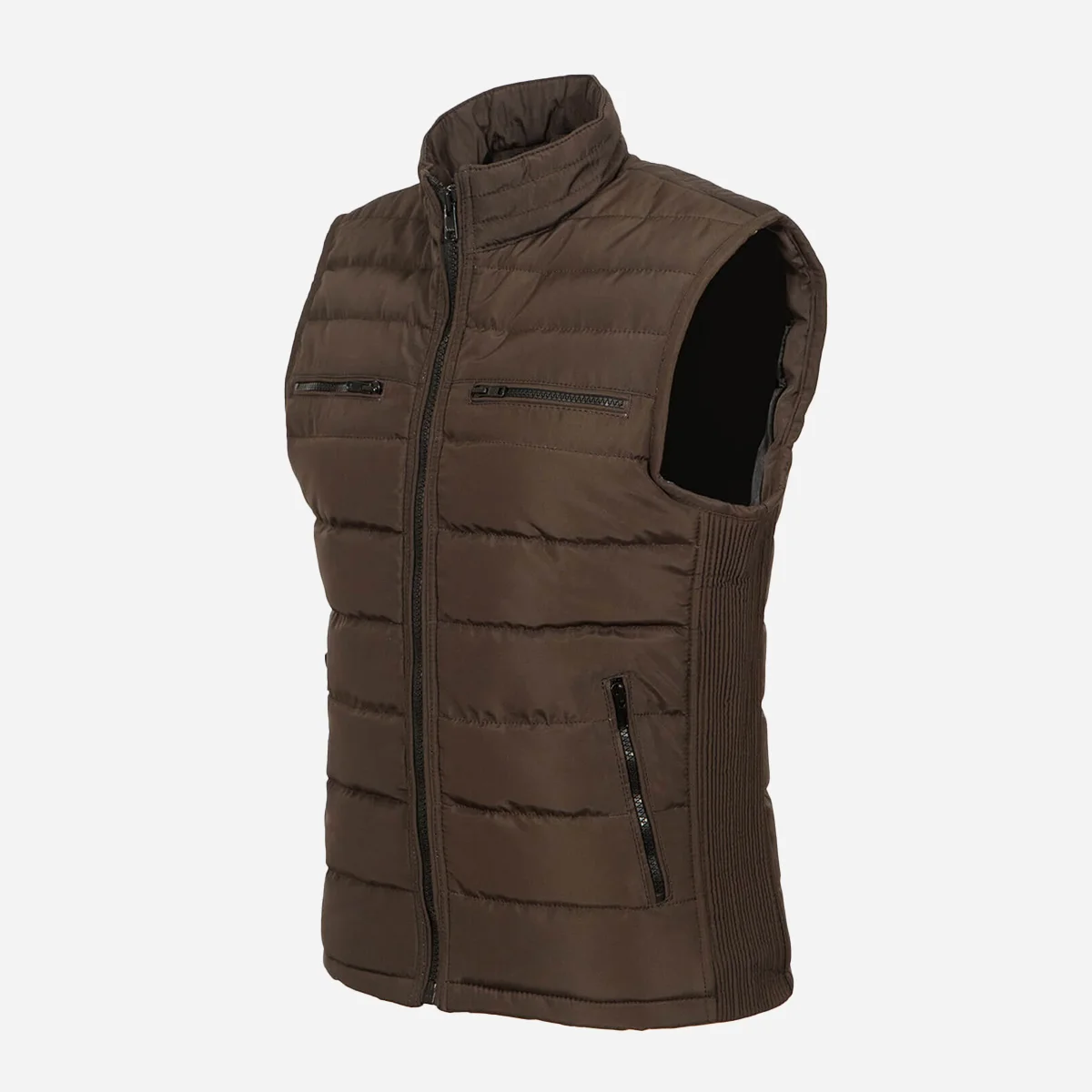 Mens fabric dark brown Bodywarmer - Image 2