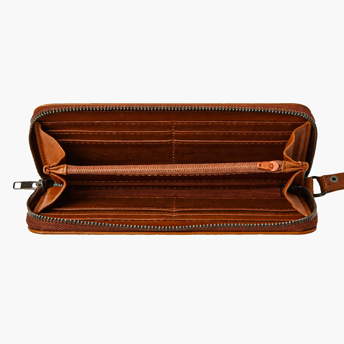 Womens leather clutch wallet with zip burgundy - Image 13