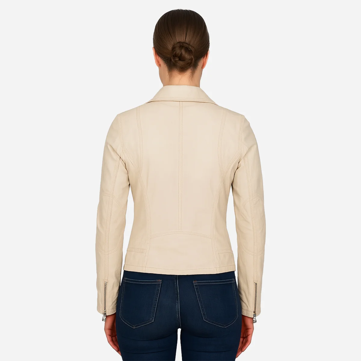 Ladies leather biker jacket light beige Perfecto 24 - Image 2