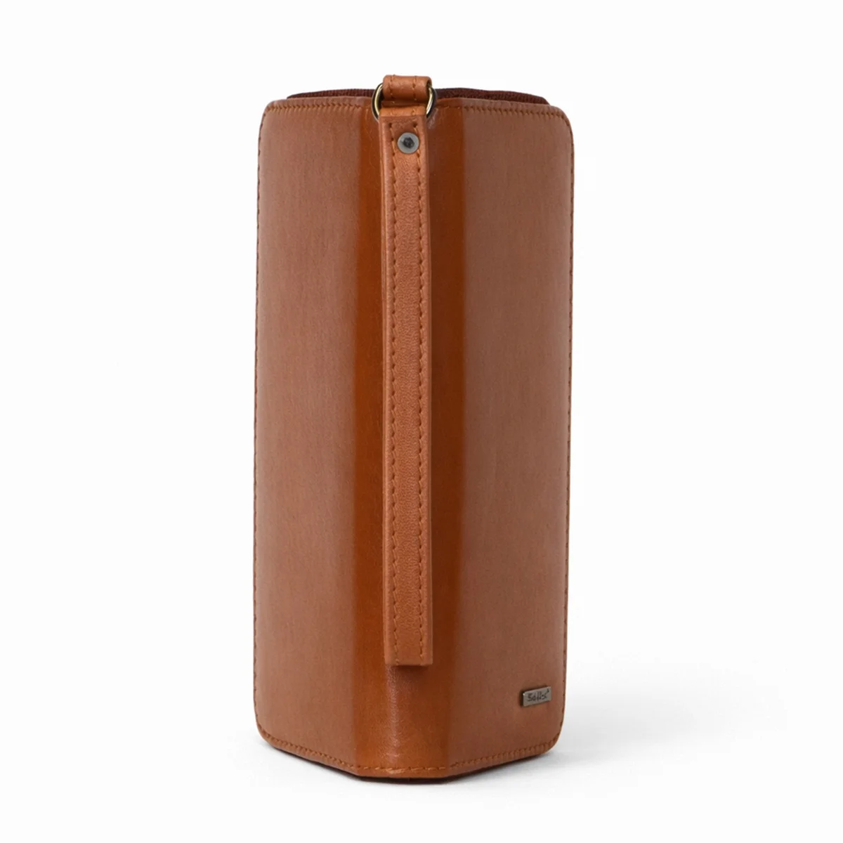 Womens leather clutch wallet with zip cognac - Image 4