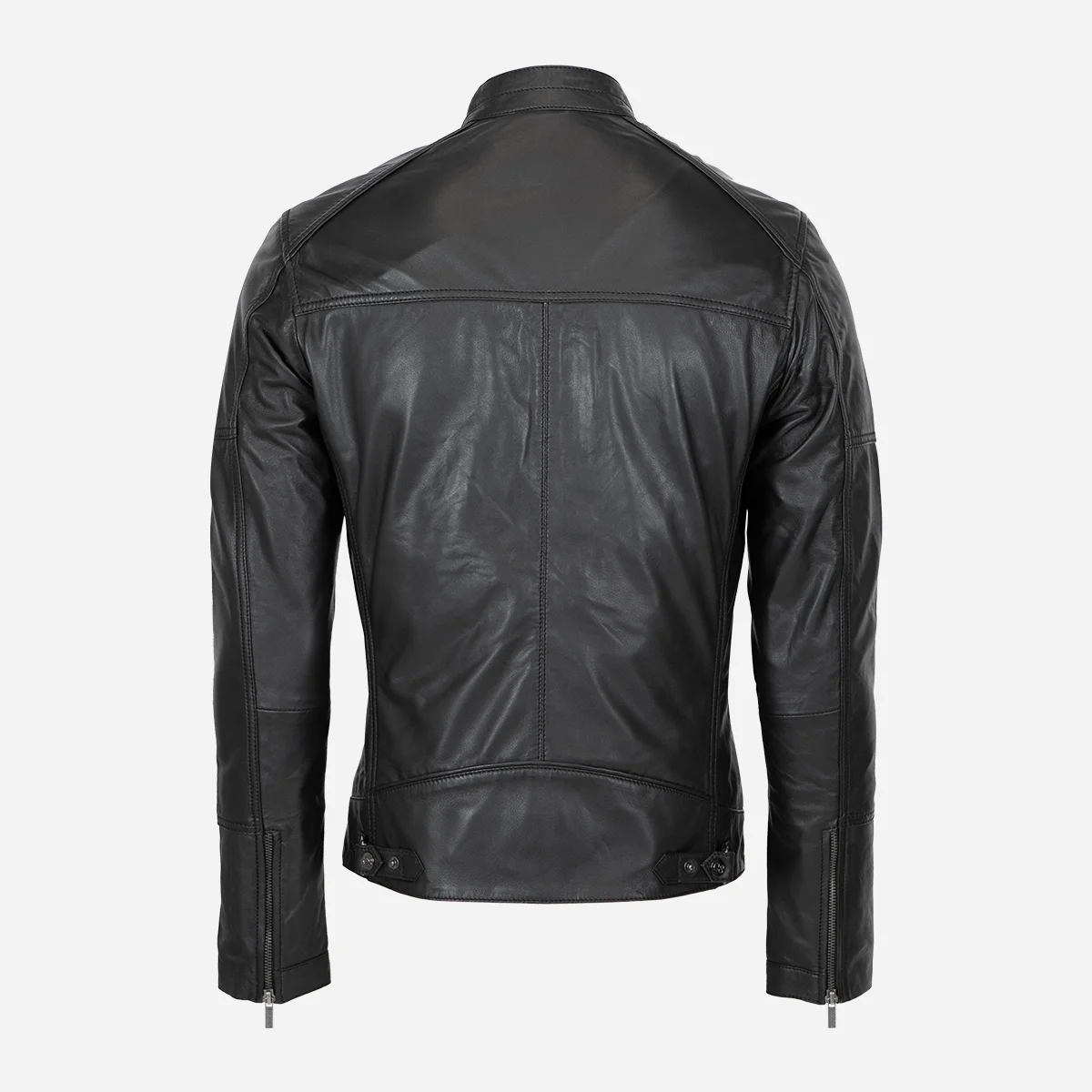 Mens leather jacket black N082 - Image 3