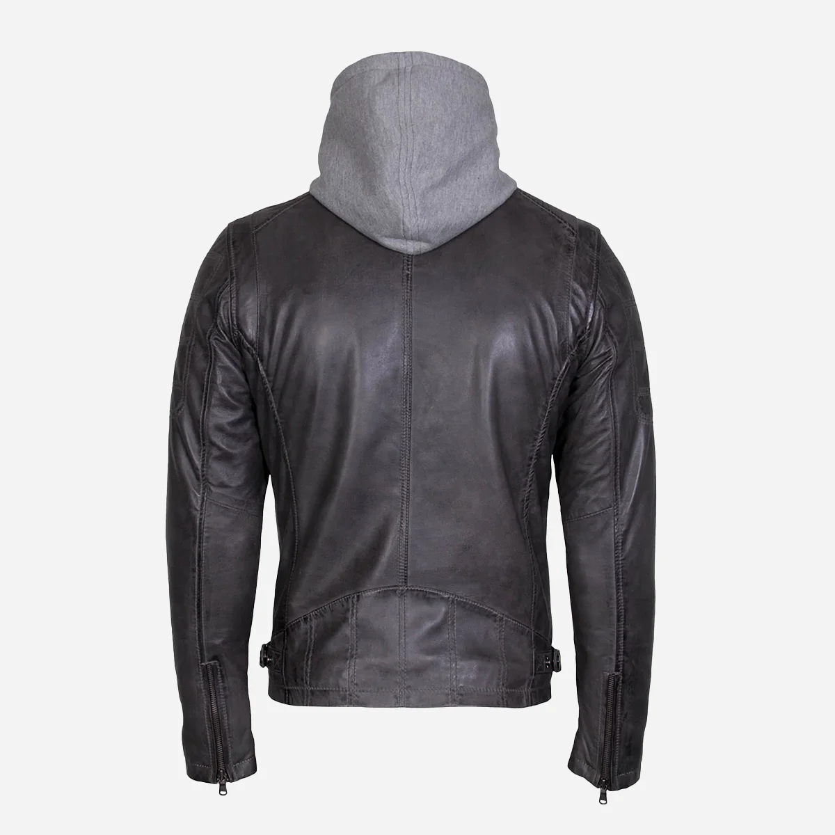 Mens leather jacket charcoal 9980 - Image 3