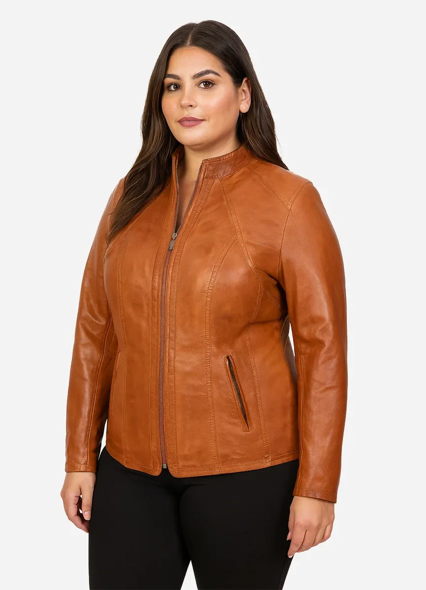 Womens leather plus size jacket brandy 998