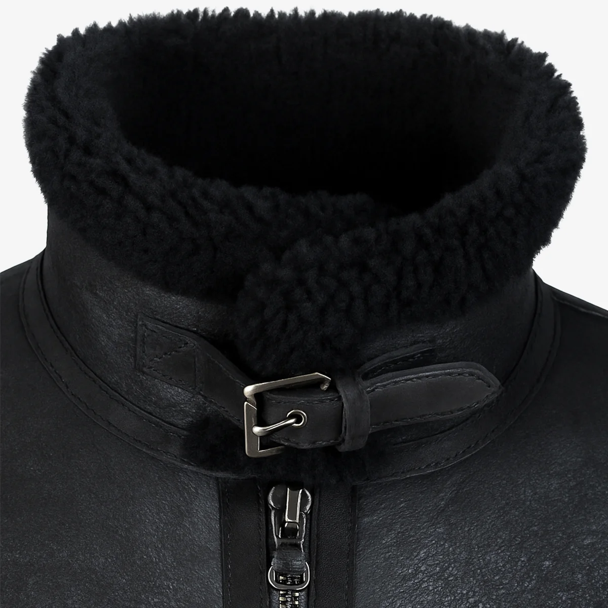 Men's shearling lammy coat black Uk - Image 4