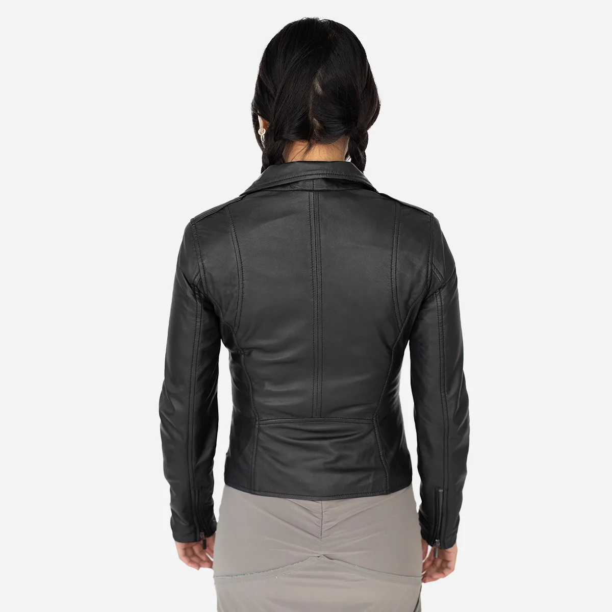 Ladies leather biker jacket black classic Perfecto - Image 3