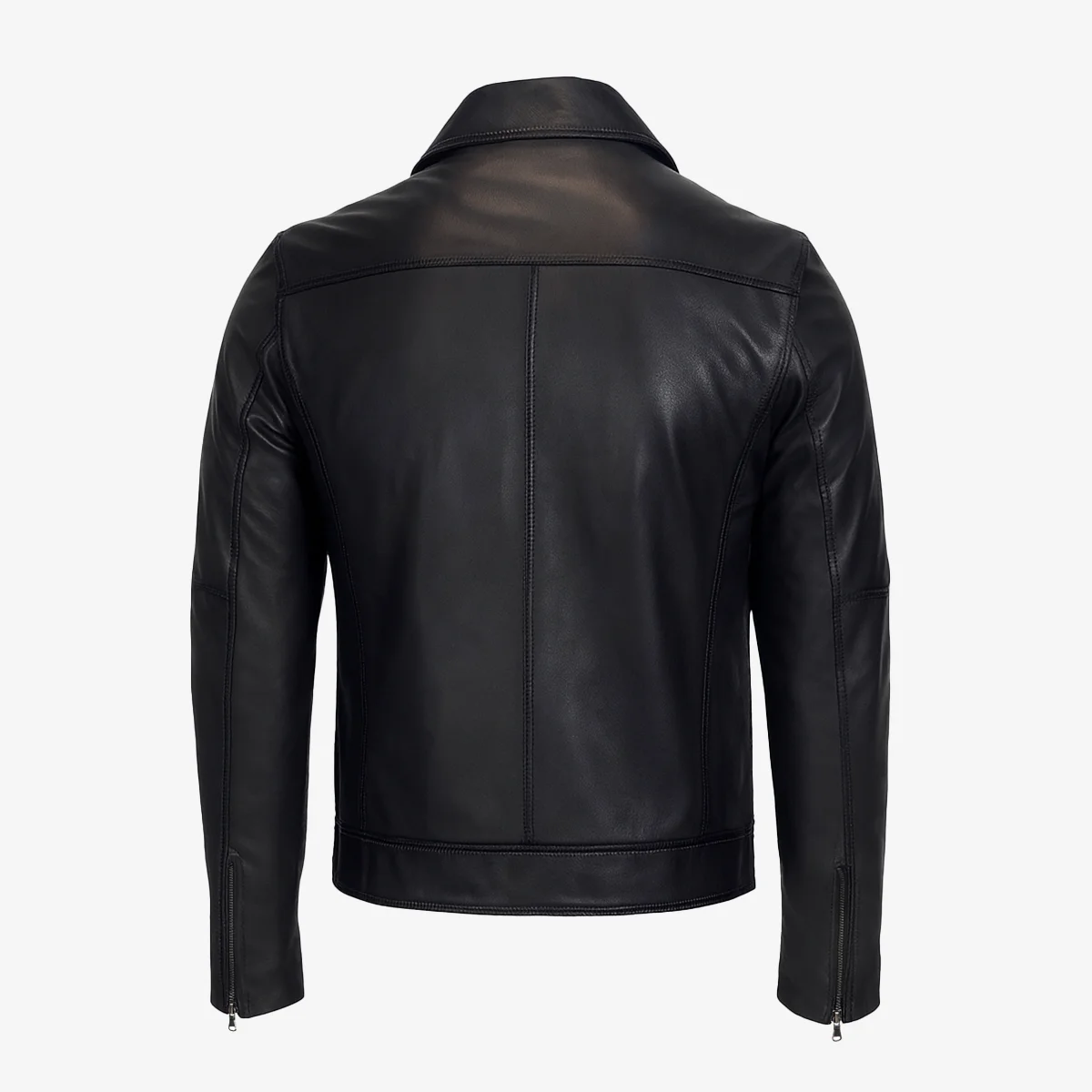 Men's hood leather jacket black 9932 - Image 3