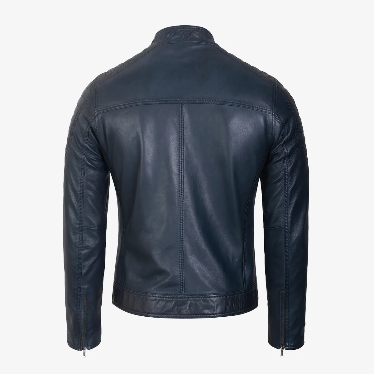 Mens leather jacket blue Ryan - Image 4