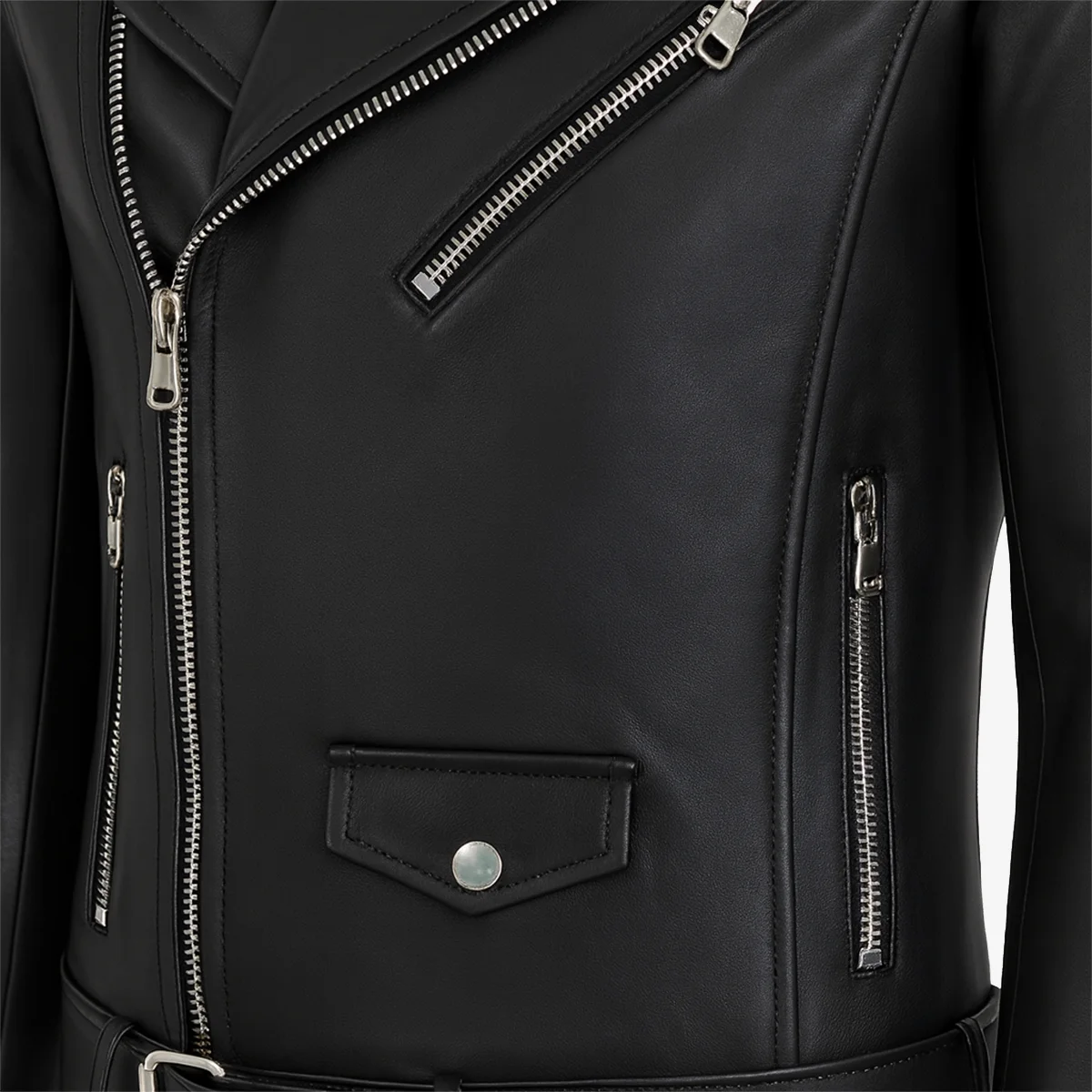 Mens leather biker jas perfecto black 9915 - Image 4