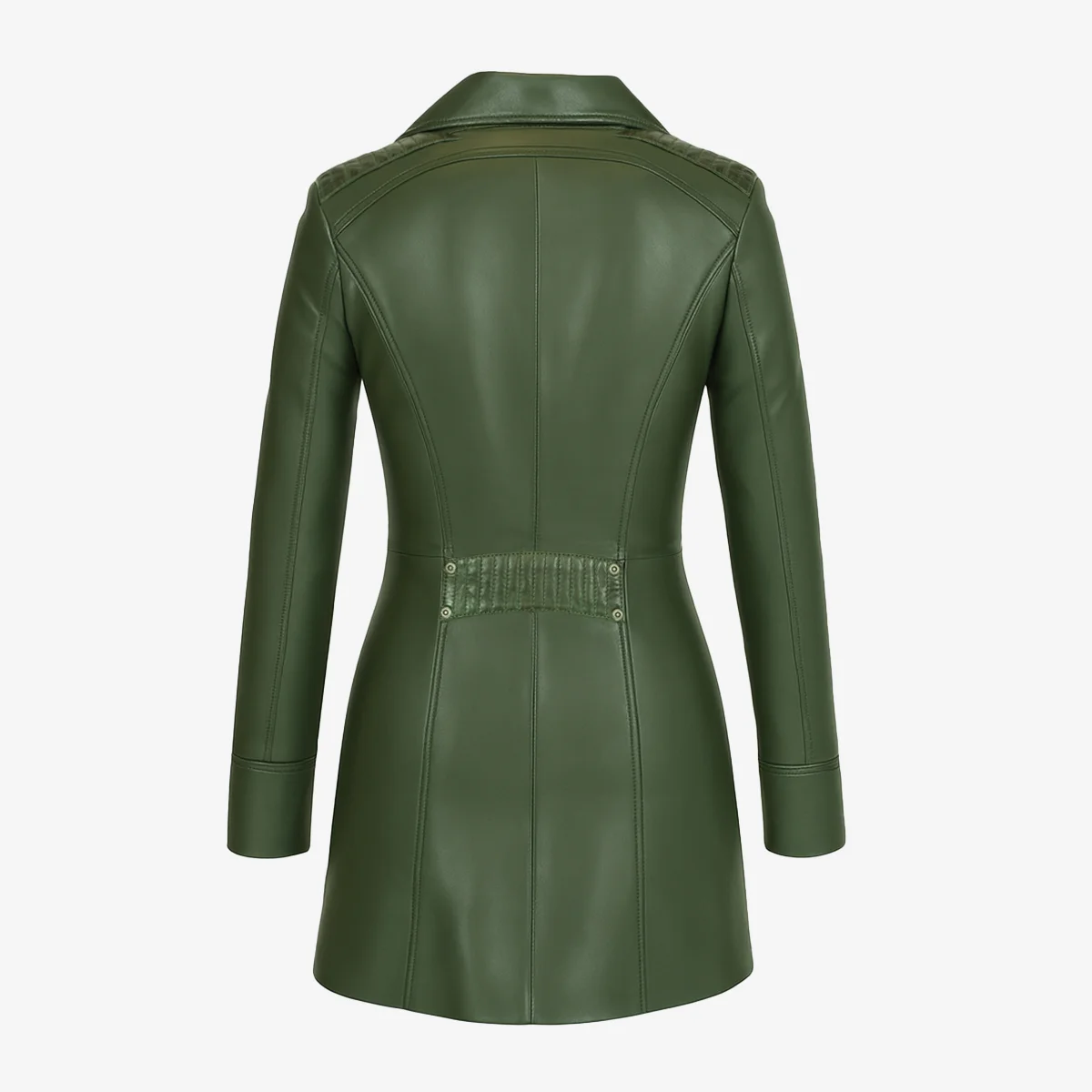 Womens leather half long jacket green Sofia - Image 3