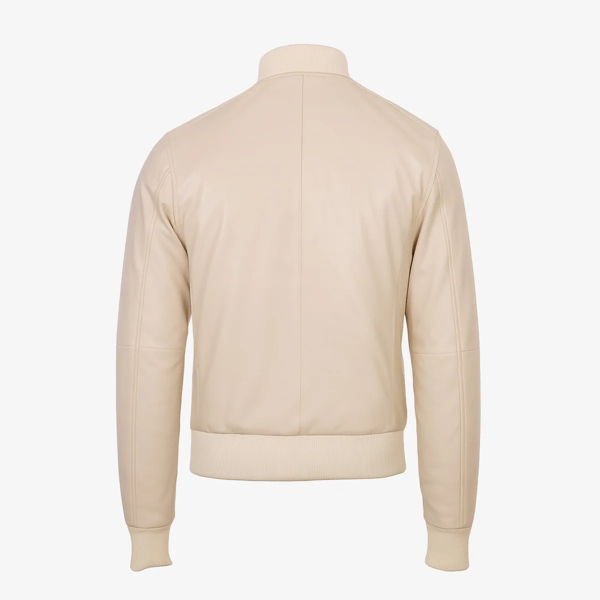 Men's leather bomber jacket Ecru - Image 3