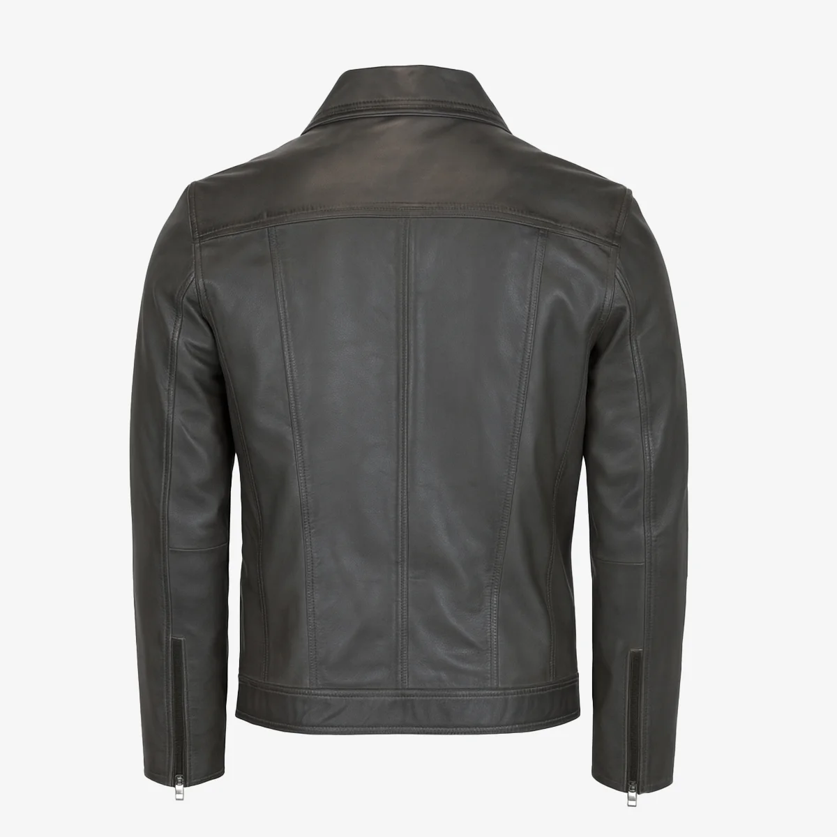 Mens leather jacket charcoal Da004 - Image 3