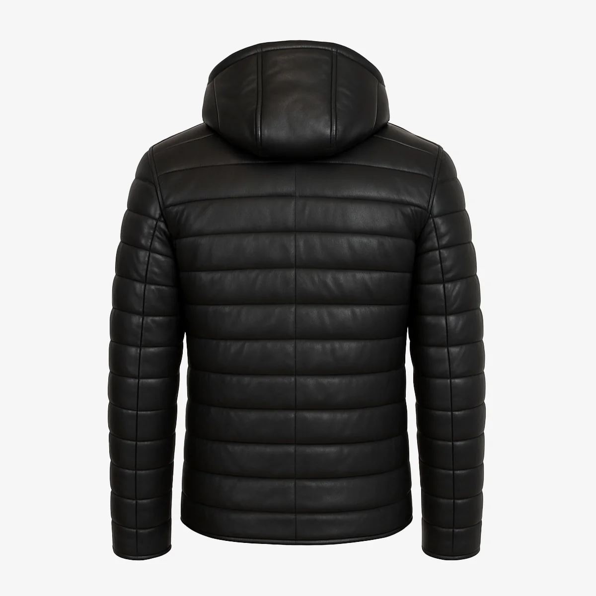 Mens leather puffer jacket black Basicmen - Image 3