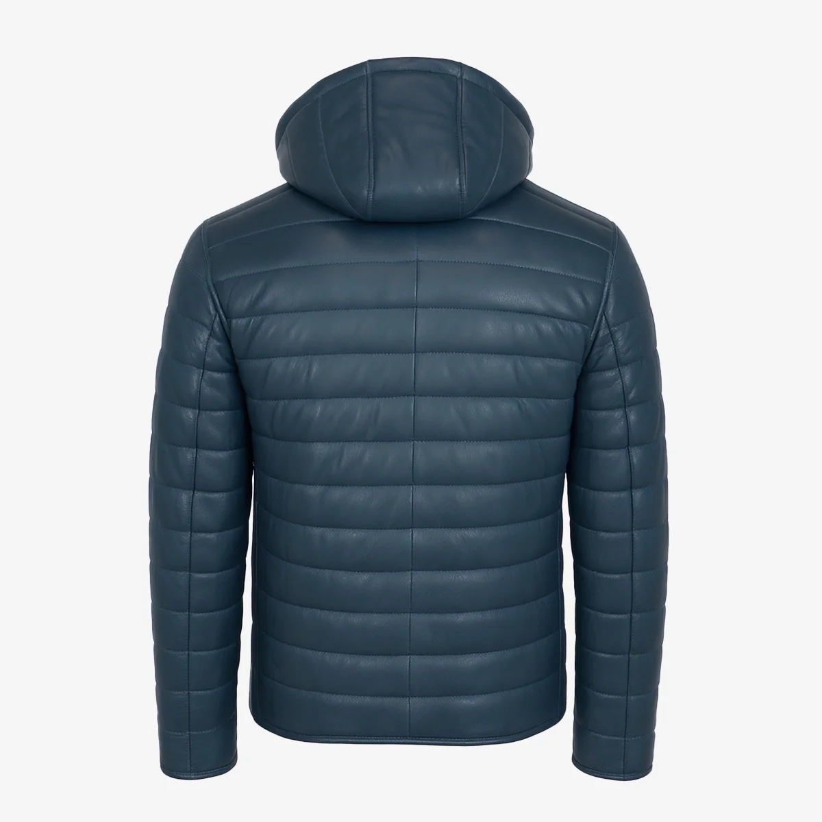 Mens leather puffer jacket jeans blue Basicmen - Image 3