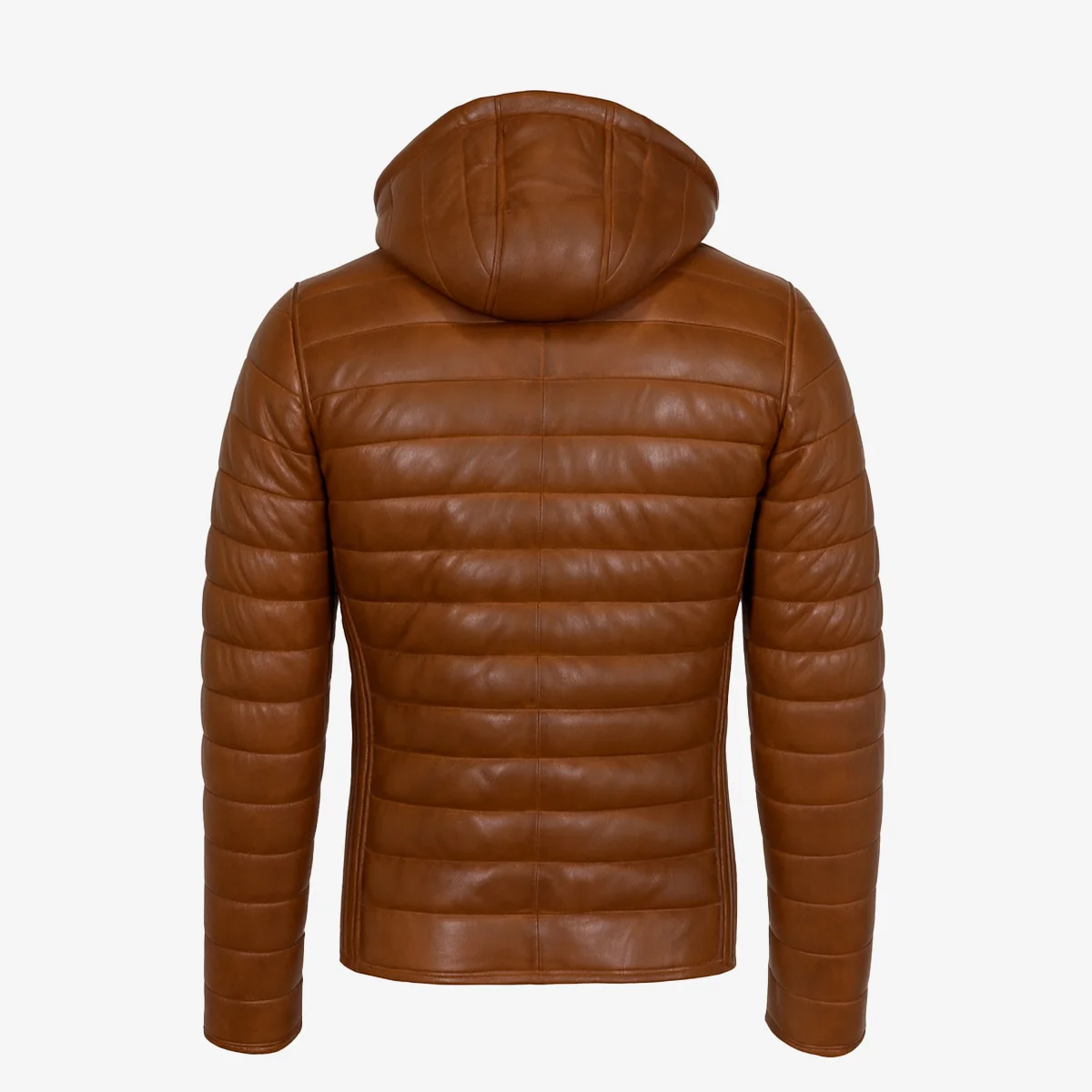 Mens leather puffer jacket brandy Basicmen - Image 4