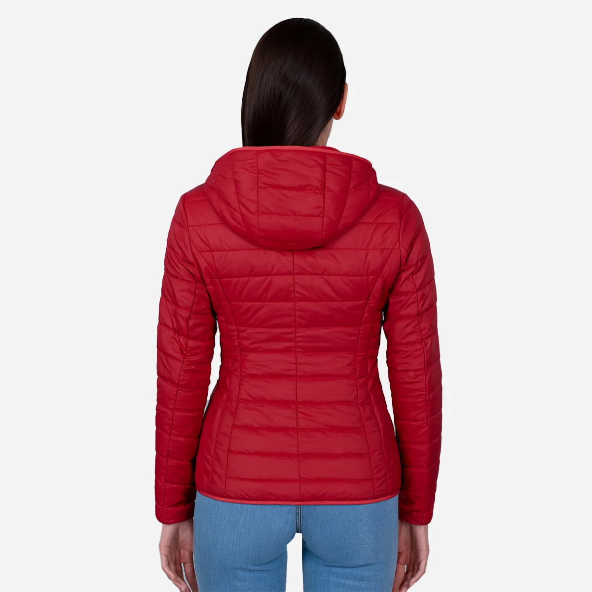 Womens lightweight padded red jacket - Image 3