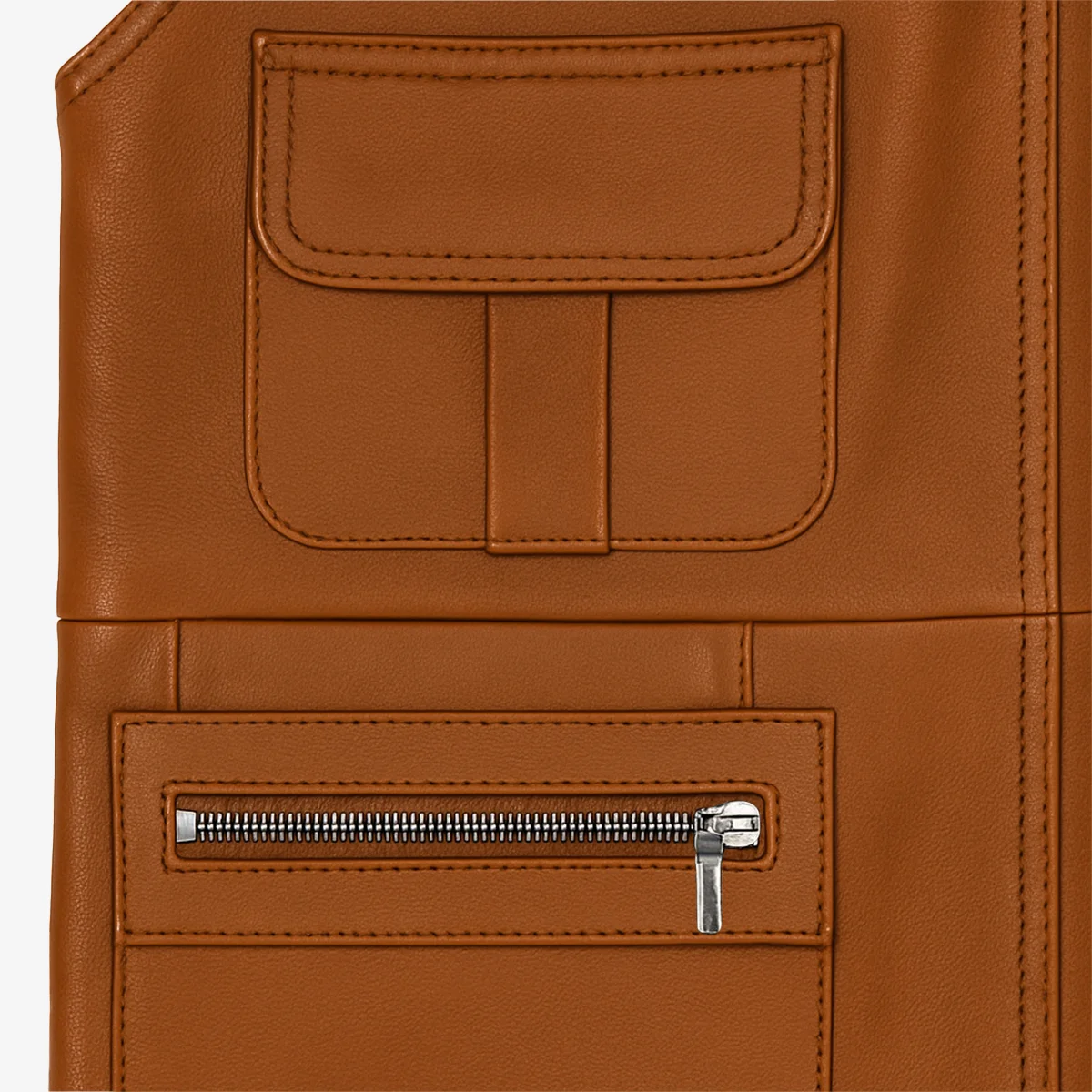 Carlo Sacchi fishermans gilet cognac - Image 3