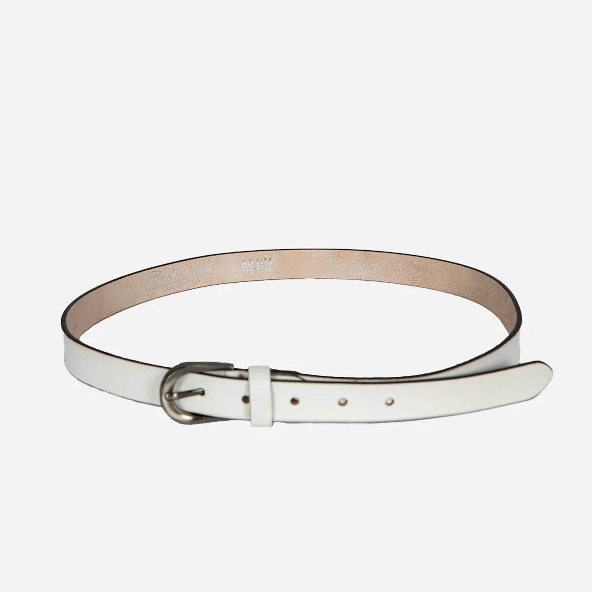 Women's hand waxed white buffalo leather belt (25MM) - Image 3