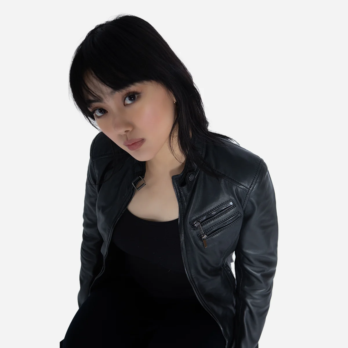 Womens leather jacket black Sonia K - Image 4