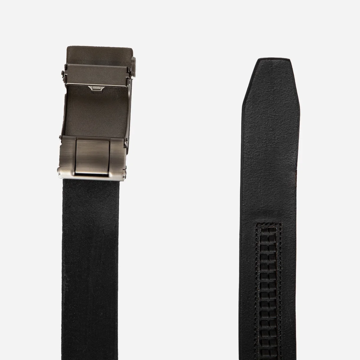 Men’s ratchet buffalo leather belt black (35MM) - Image 3