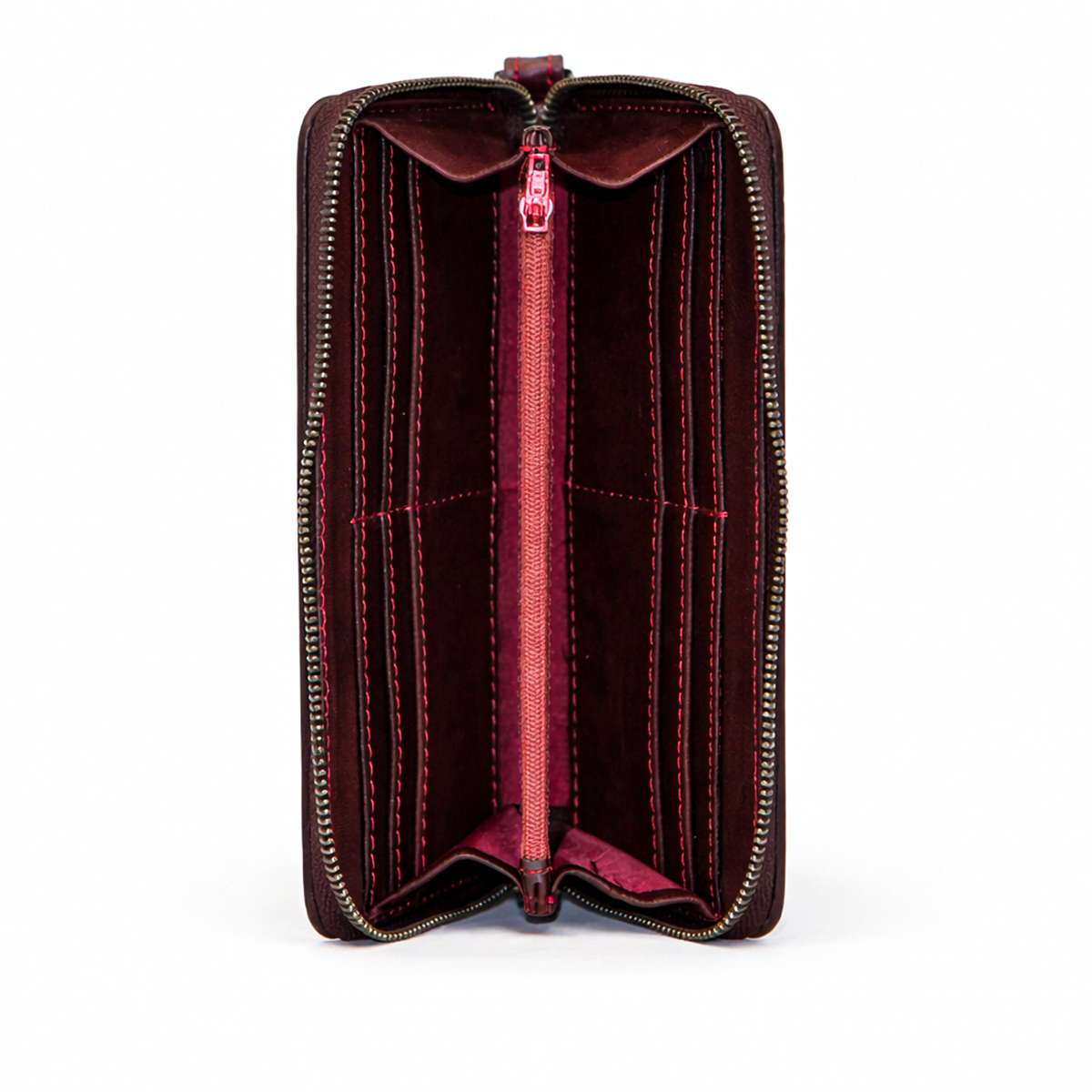Womens leather clutch wallet with zip burgundy - Image 4