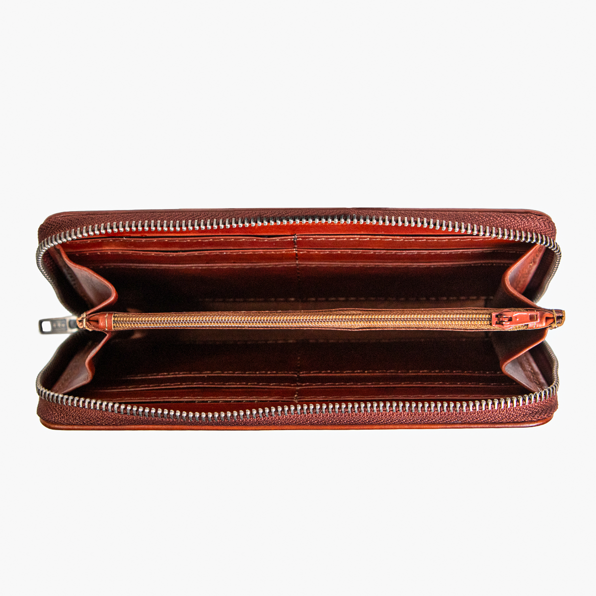 Womens leather clutch wallet with zip burgundy - Image 14