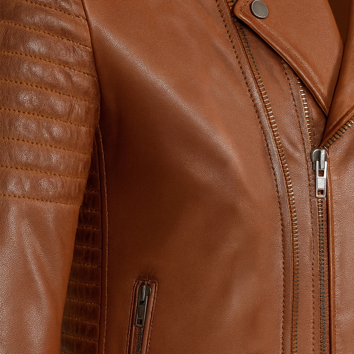 Mens leather biker jacket brandy Perfecto GBS - Image 4