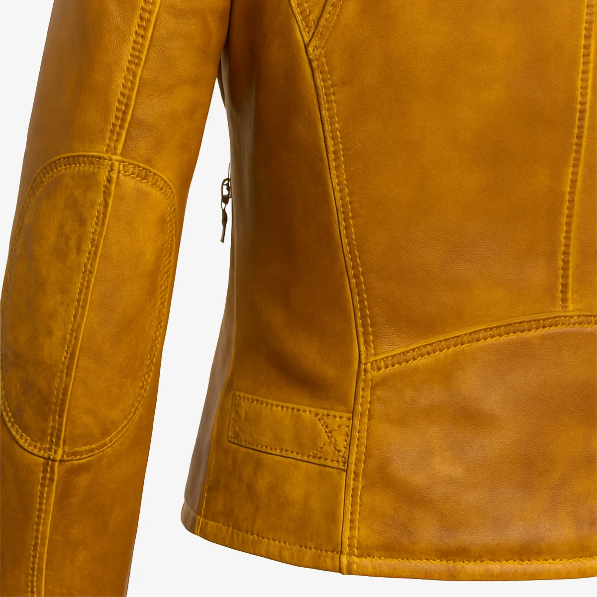 Ladies leather biker jacket yellow Perfecto  24 - Image 4