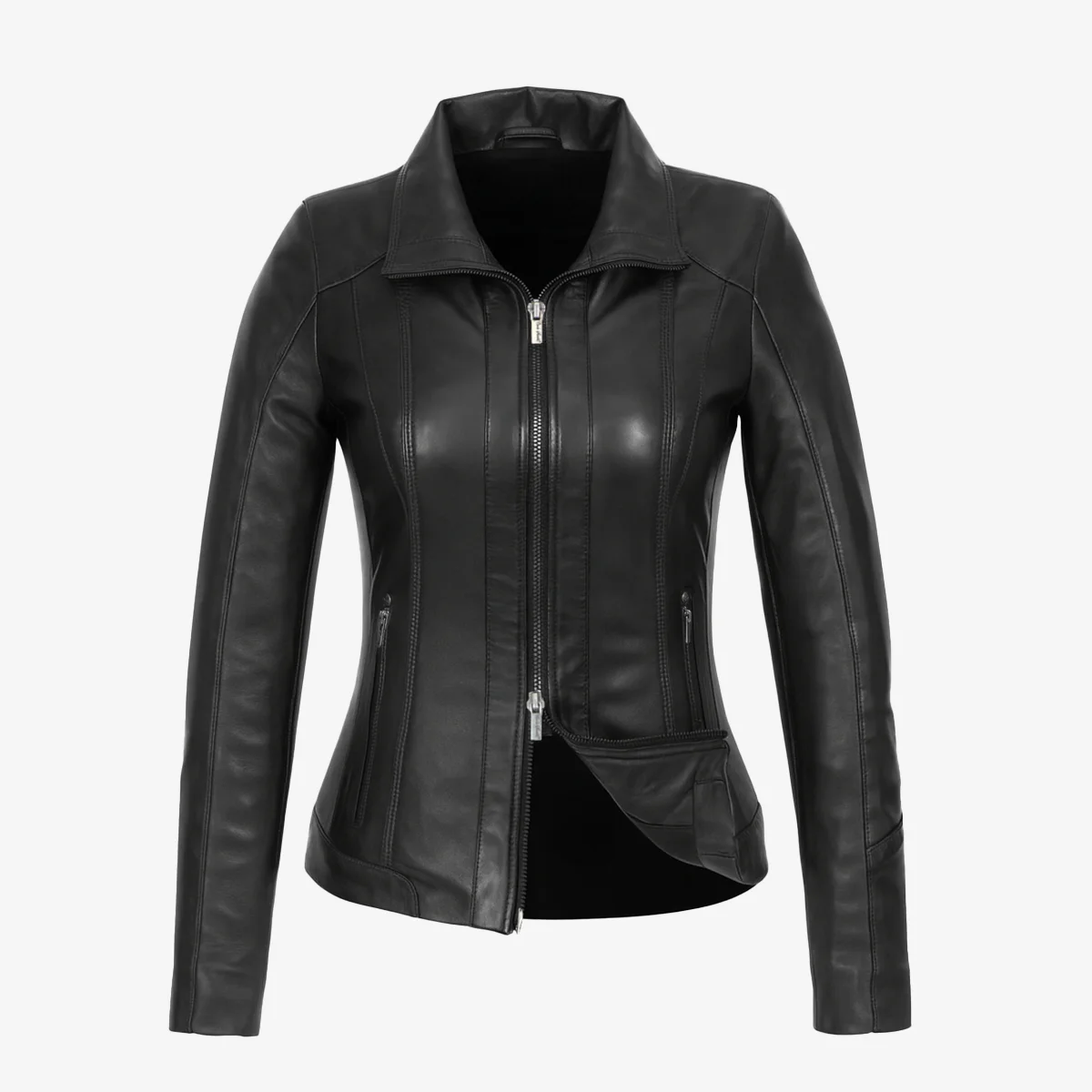 Womens leather jacket black Com 4 - Image 5