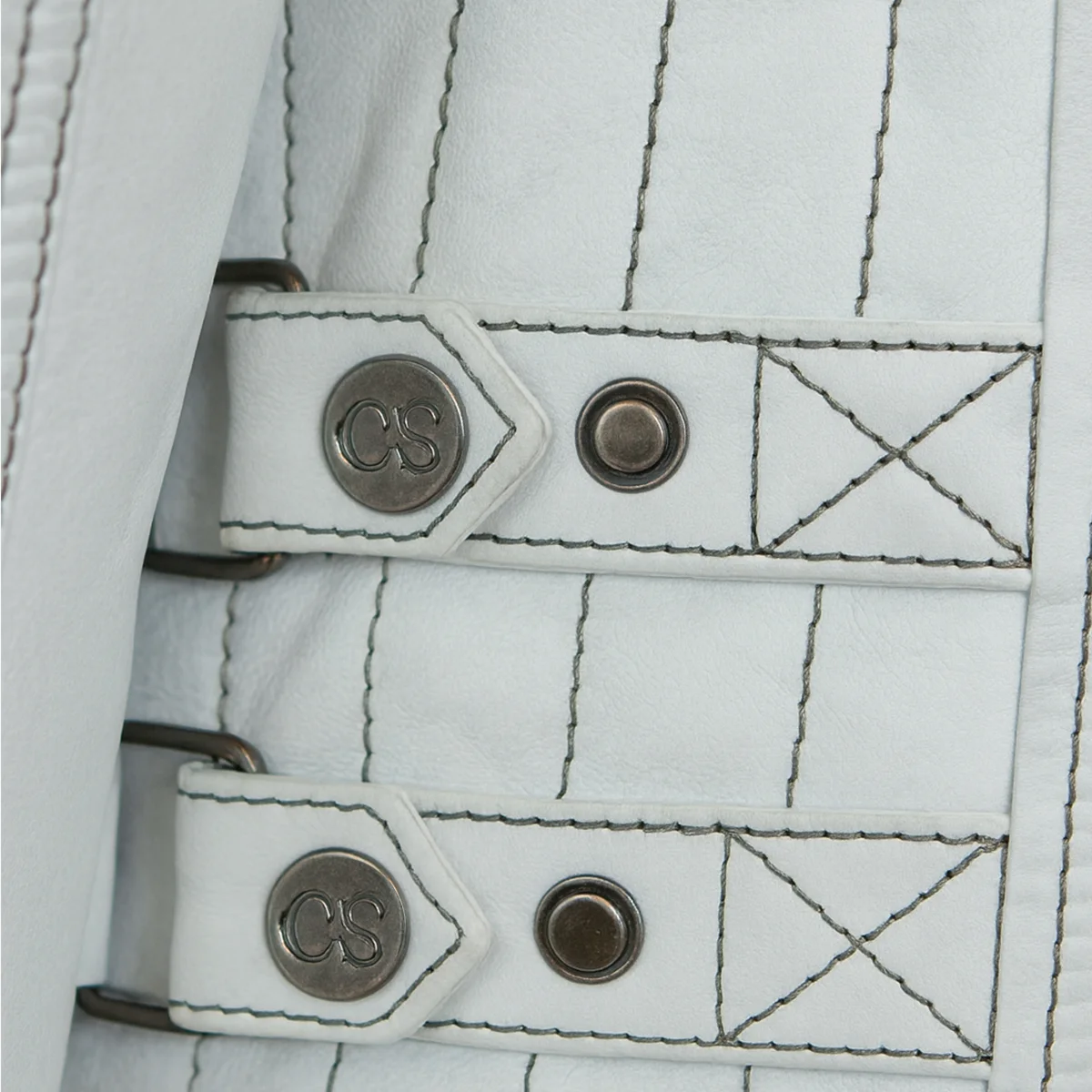 Men's leather jacket white 9948 - Image 4