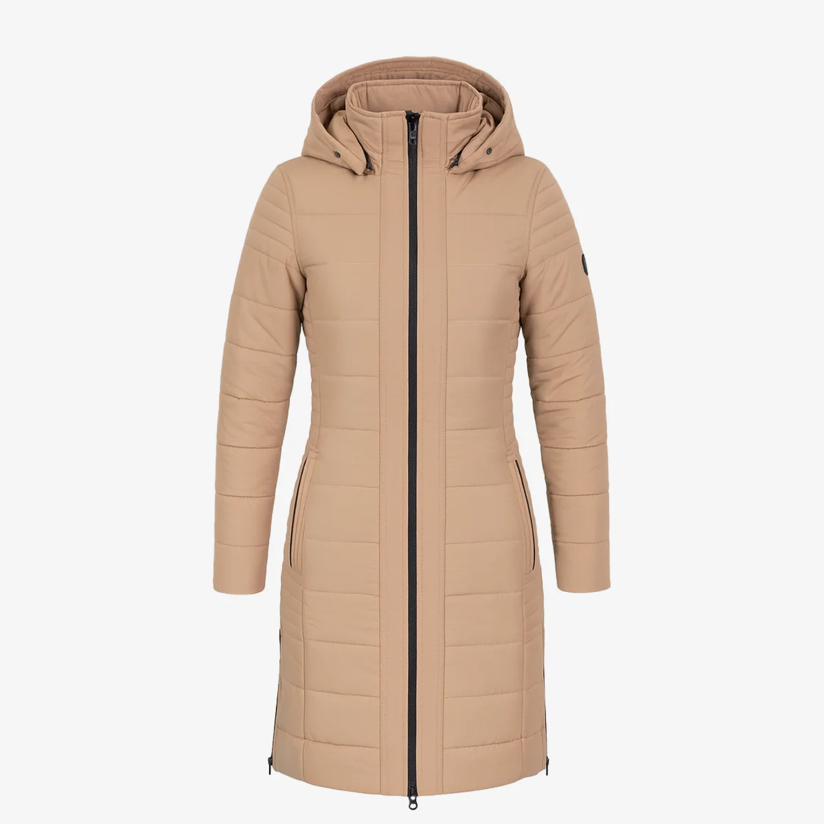 Womens winter jacket long puffer beige - Image 4