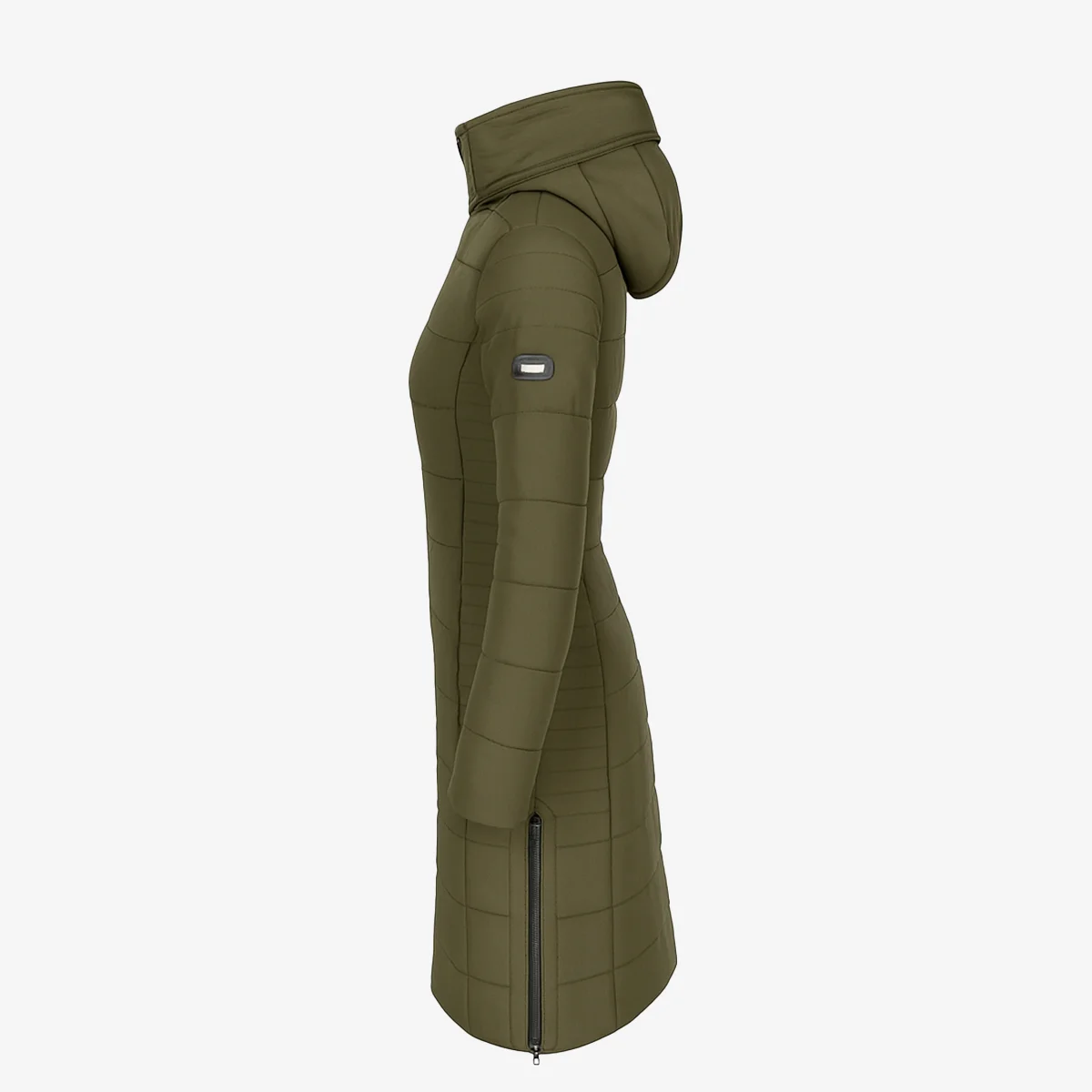 Womens winter jacket long puffer army green - Image 2