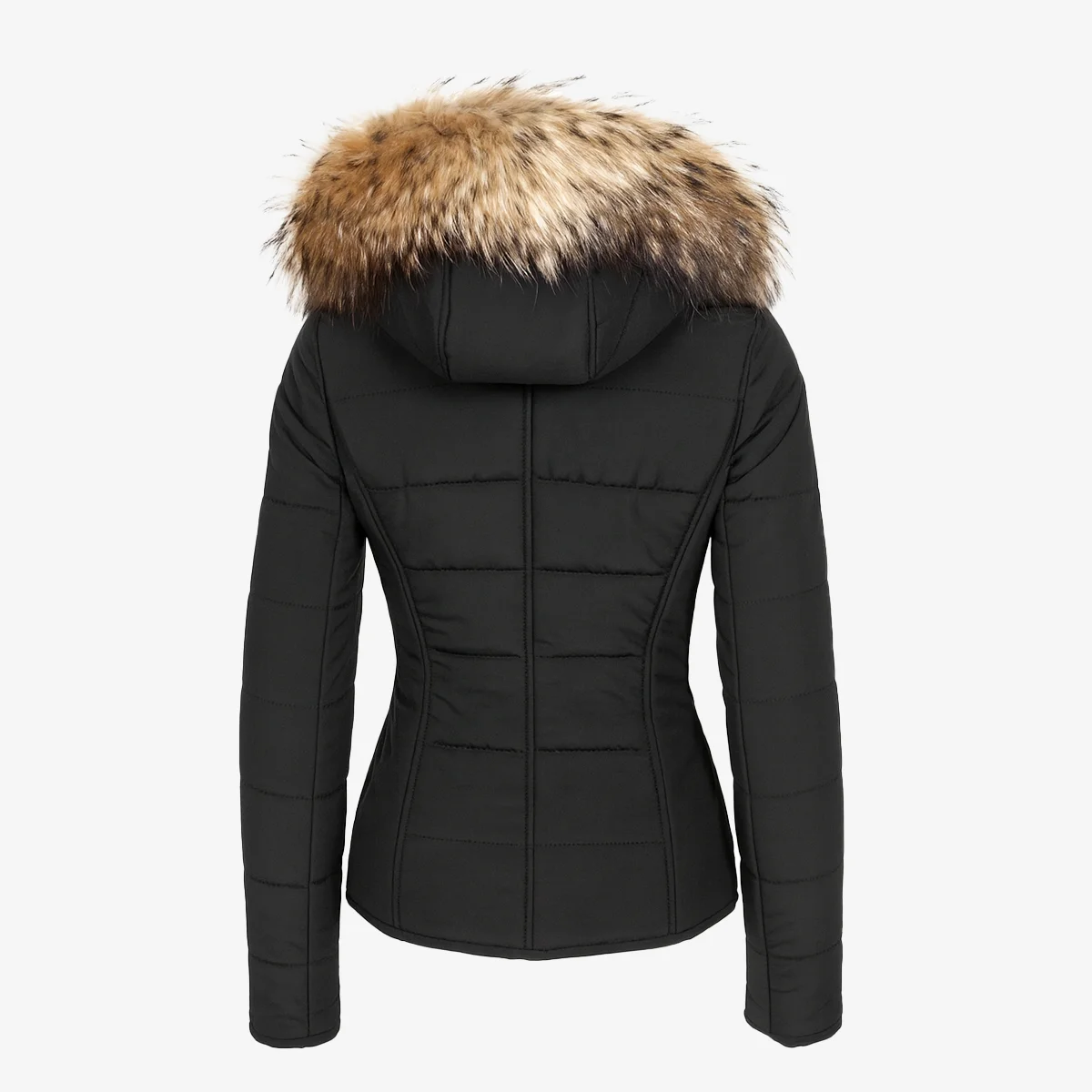Womens winter puffer jacket black 009 - Image 4