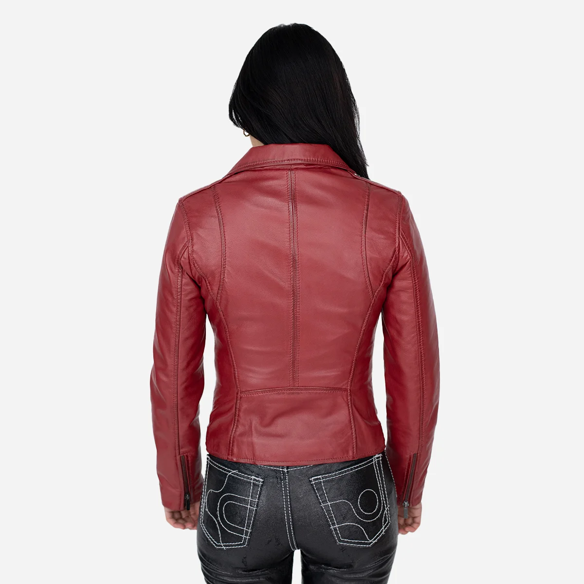 Ladies leather biker jacket red classic Perfecto - Image 4