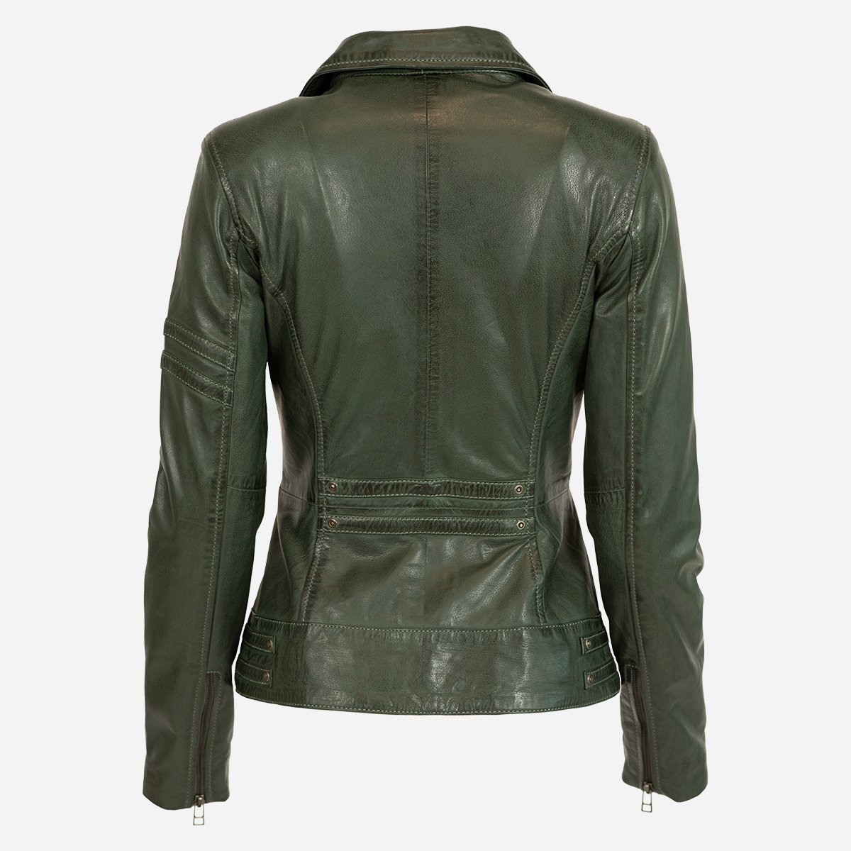 Ladies leather jacket green Jane 5 - Image 4