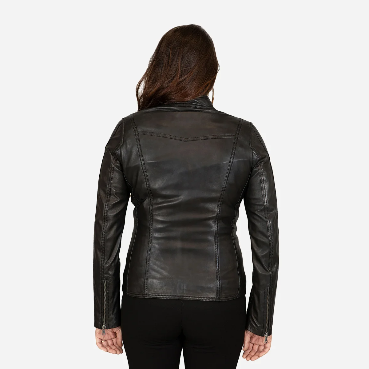 Womens leather jacket black 9902 - Image 4
