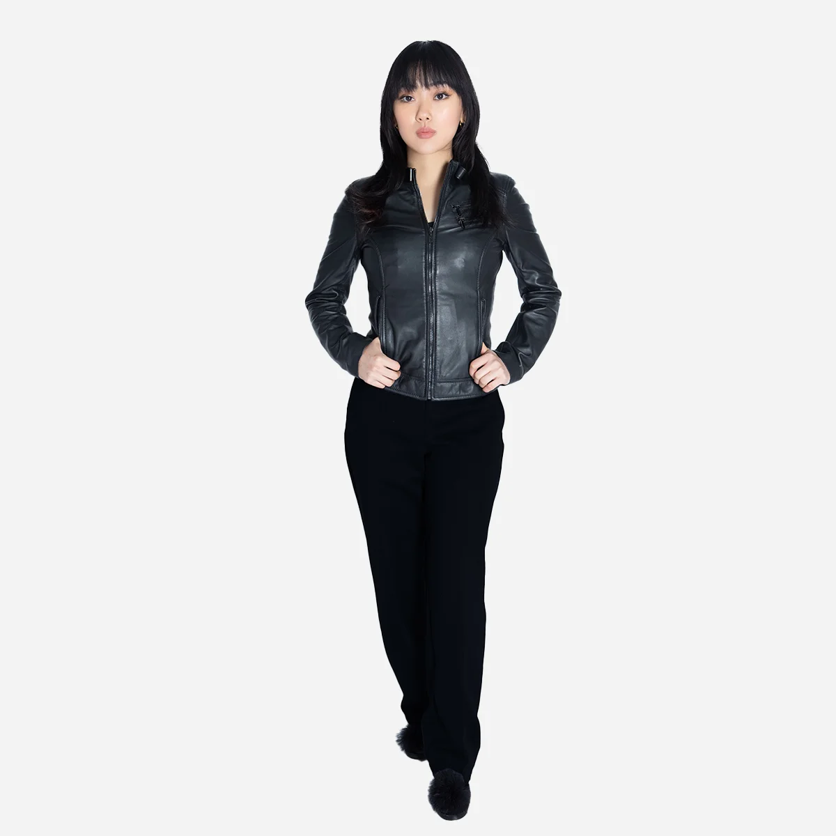 Womens leather jacket black Sonia K - Image 3
