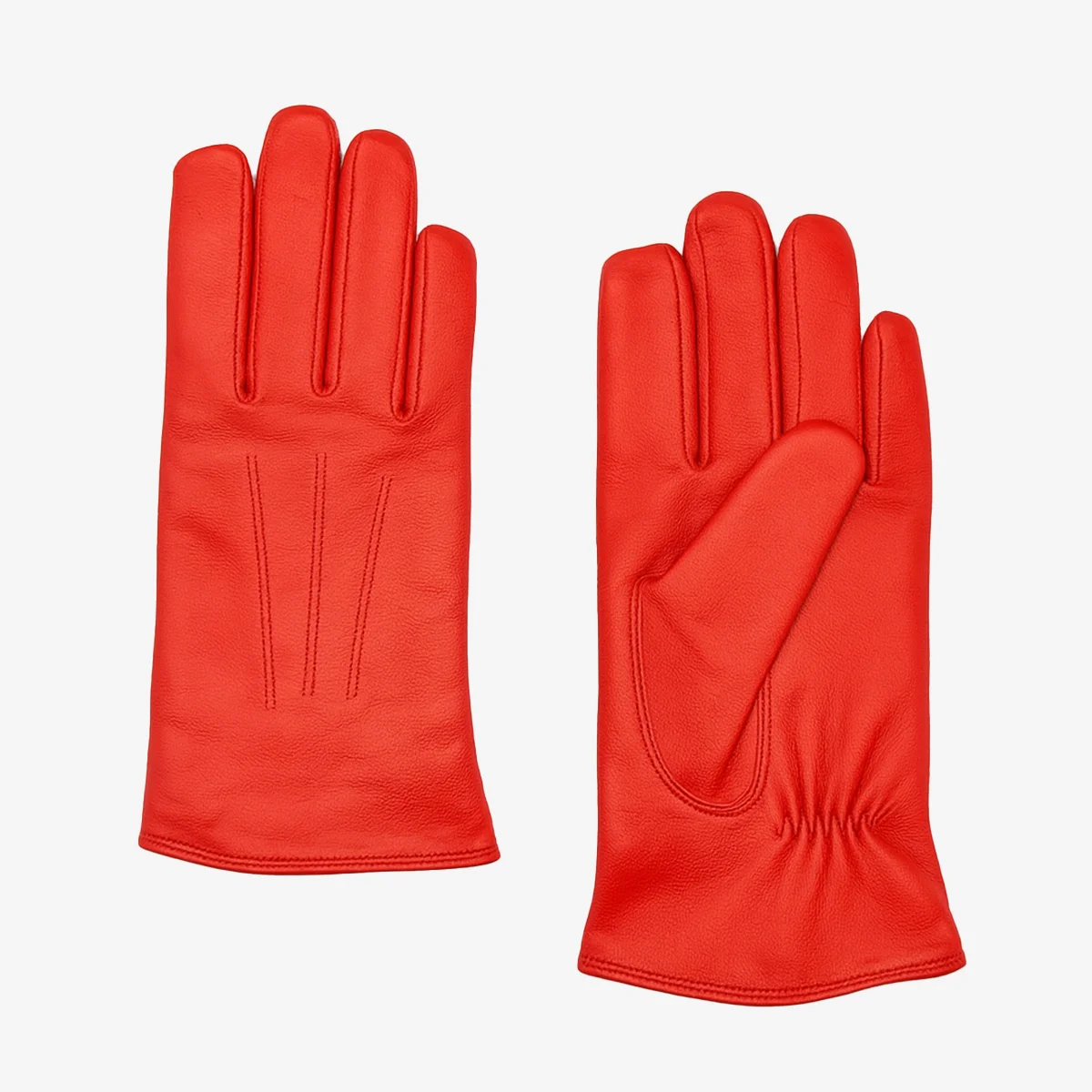 Women red lambskin gloves with trinta lining - Image 2