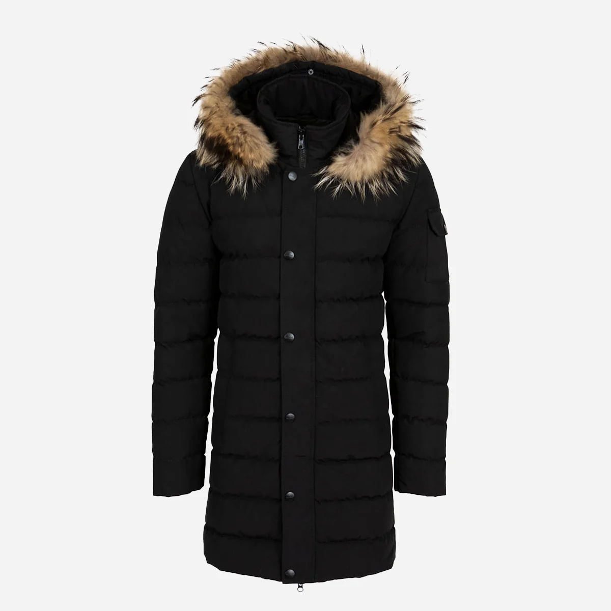 Mens long winter puffer jacket black Nick - Image 4