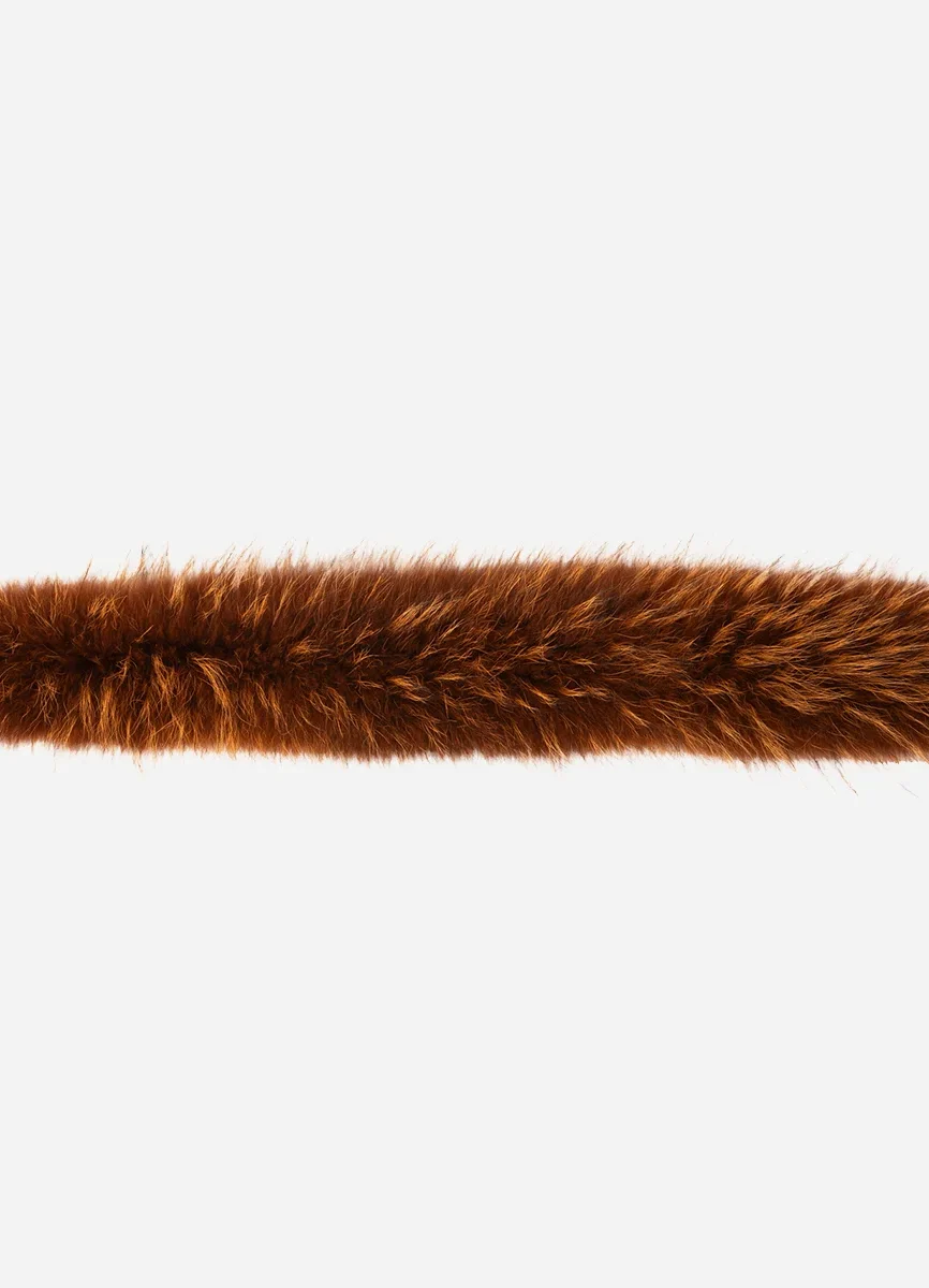 Real fur collar standard size dark tan