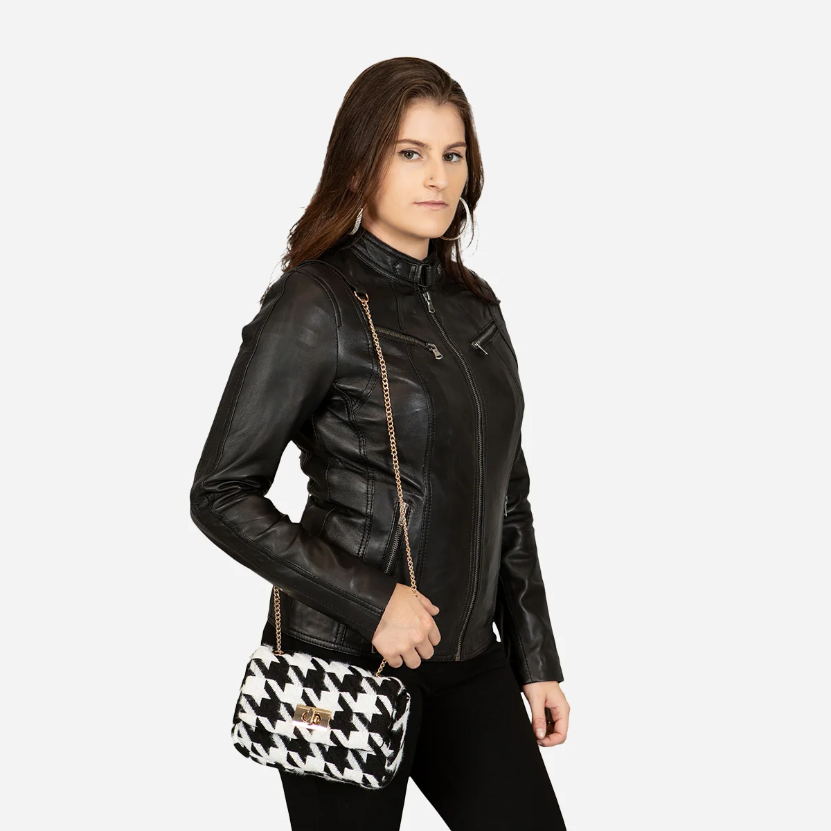 Womens leather jacket black 9902 - Image 5
