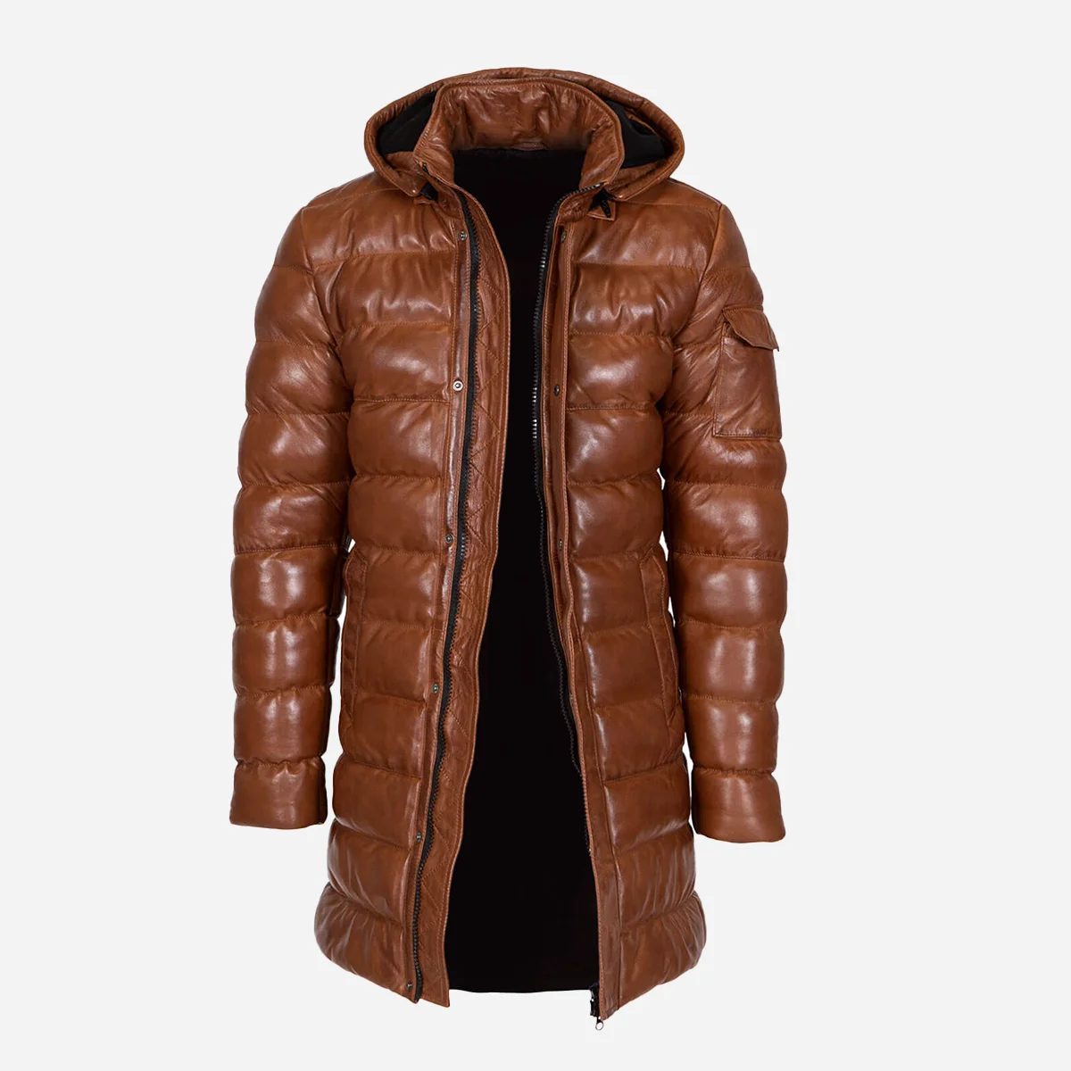 Mens leather puffer jacket brandy Nick - Image 5