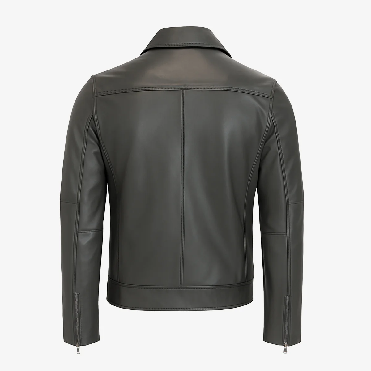 Men's hood leather jacket charcoal 9932 - Image 6