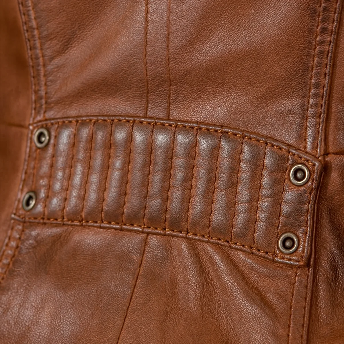 Womens leather half long jacket brandy Sofia - Image 6