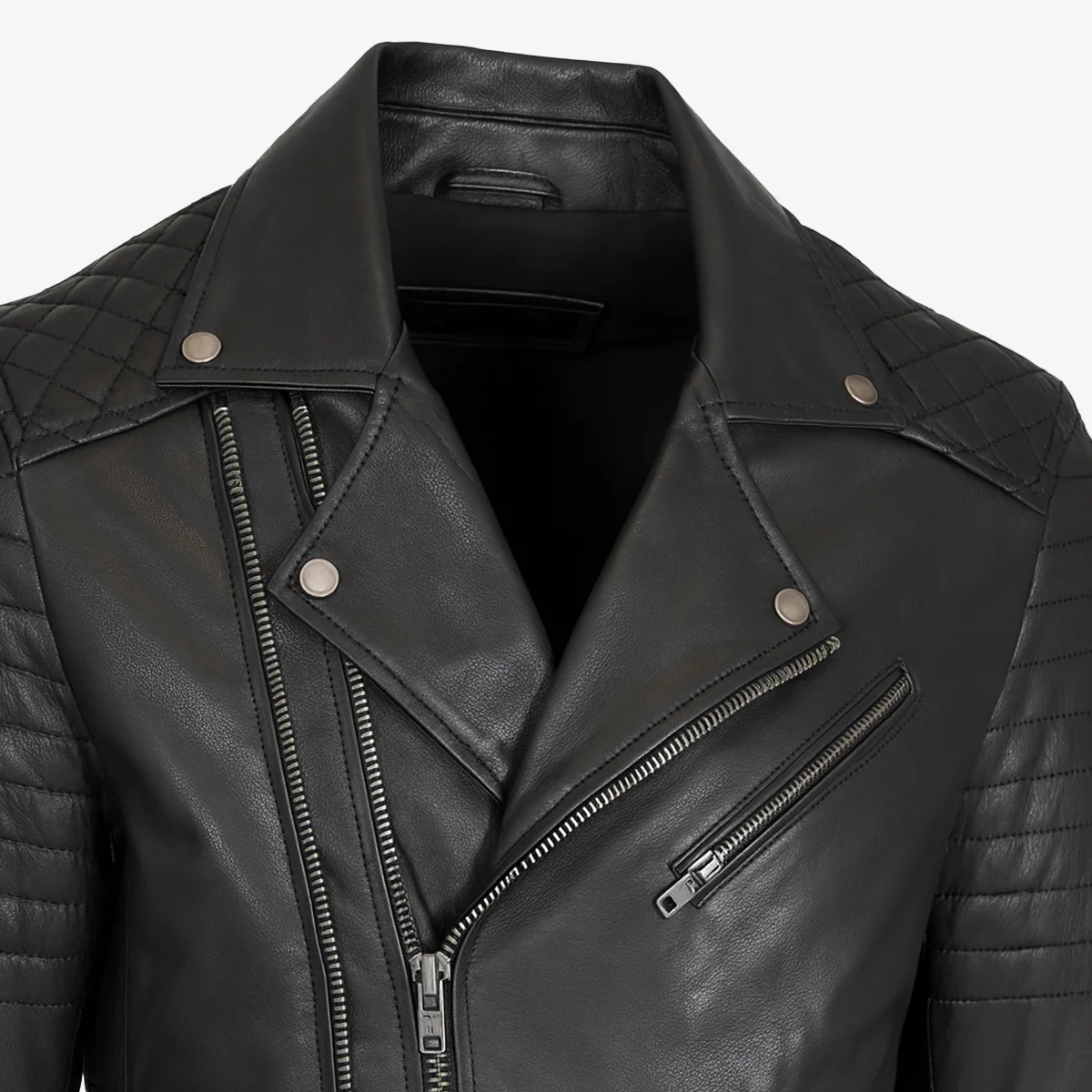 Mens leather biker jacket black Perfecto GBS - Image 4