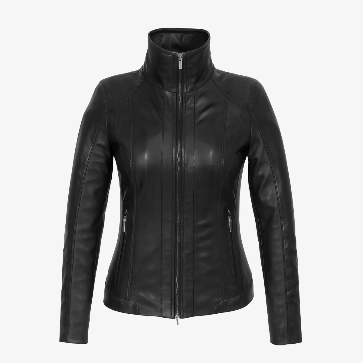 Womens leather jacket black Com 4 - Image 4