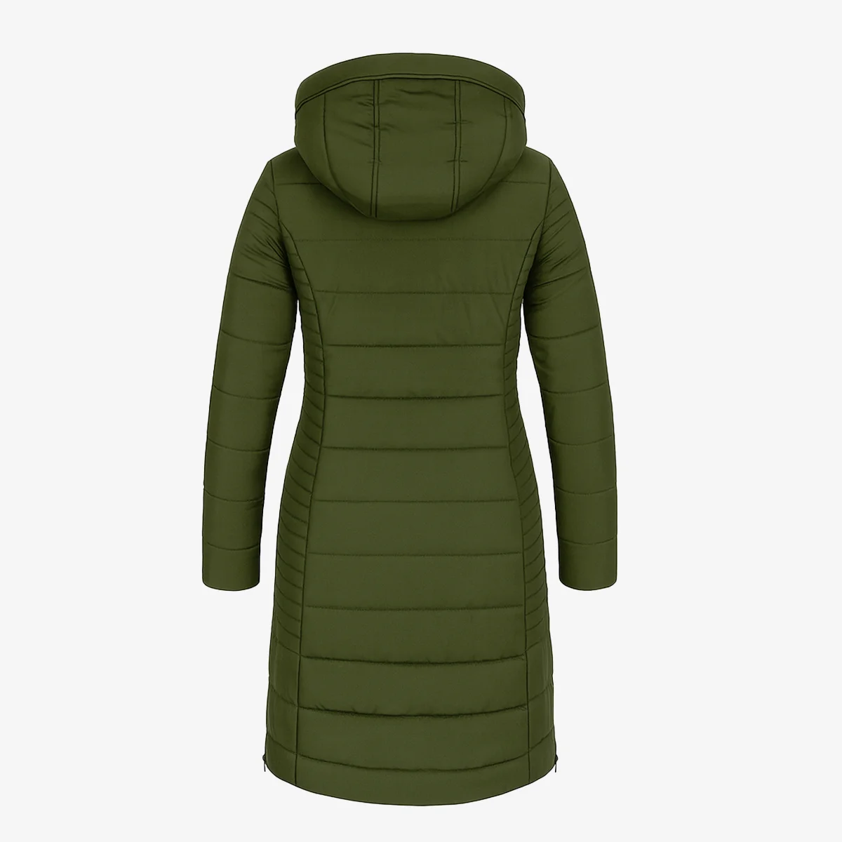 Womens winter jacket long puffer army green - Image 3
