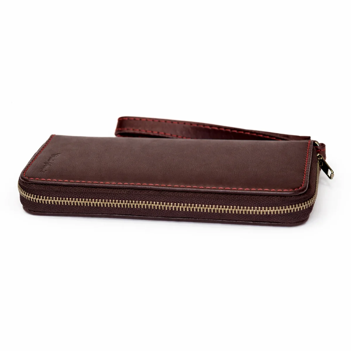 Womens leather clutch wallet with zip burgundy - Image 5
