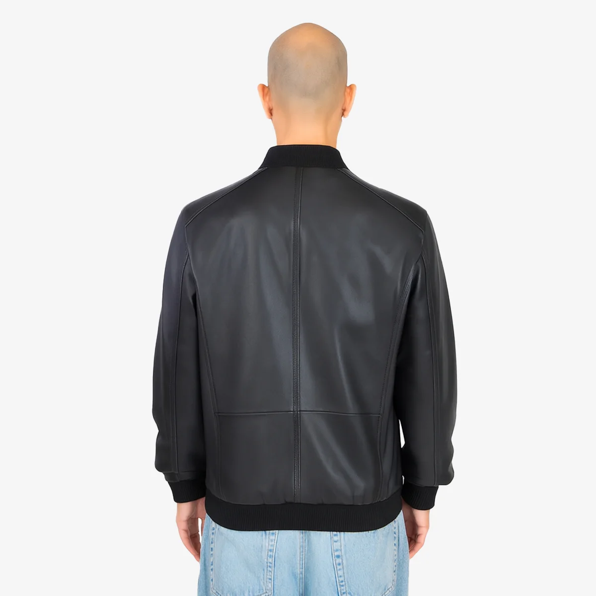 Men's leather bomber jacket black - Image 3